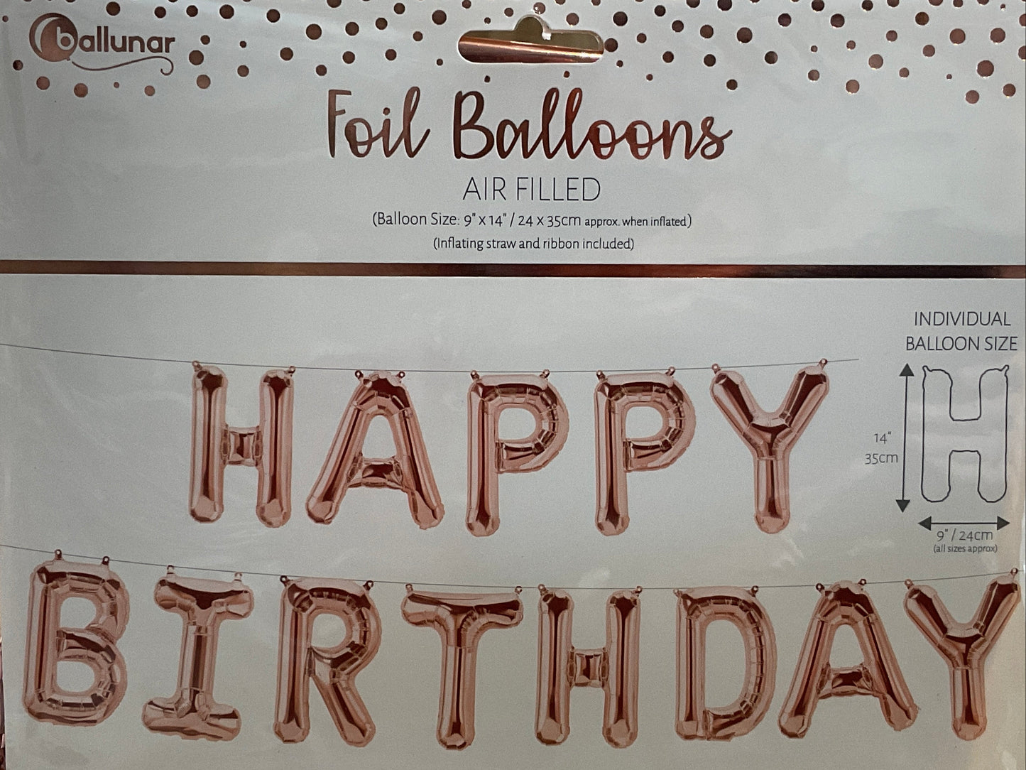 Ballunar Rose Gold Foil HAPPY BIRTHDAY Balloon Banner