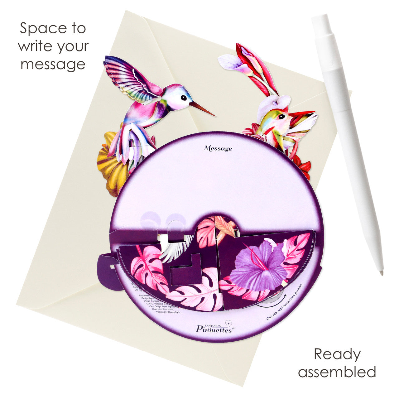 Pirouettes Humming Birds (Blush) Swing Card by Santoro